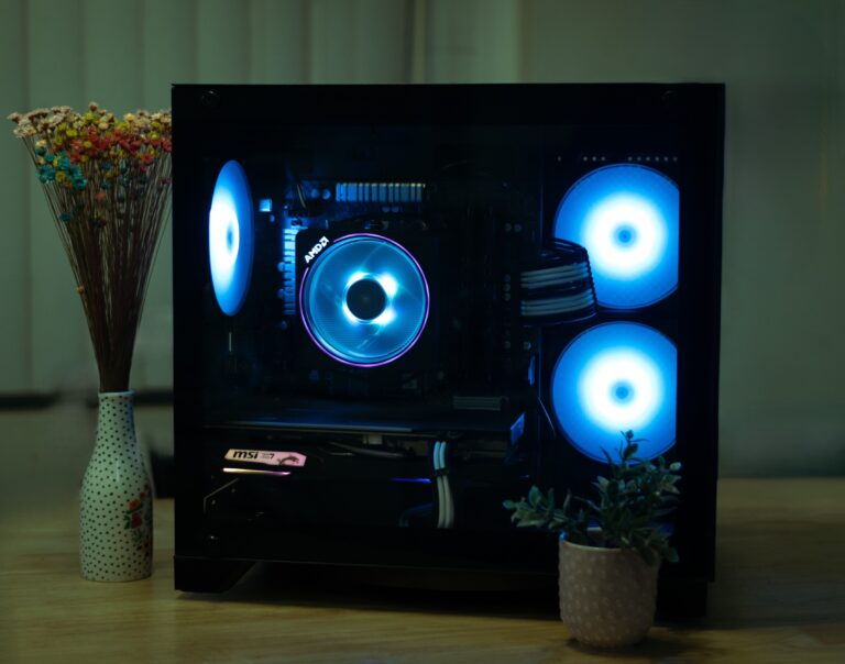 Custom gaming PC build with RGB lighting